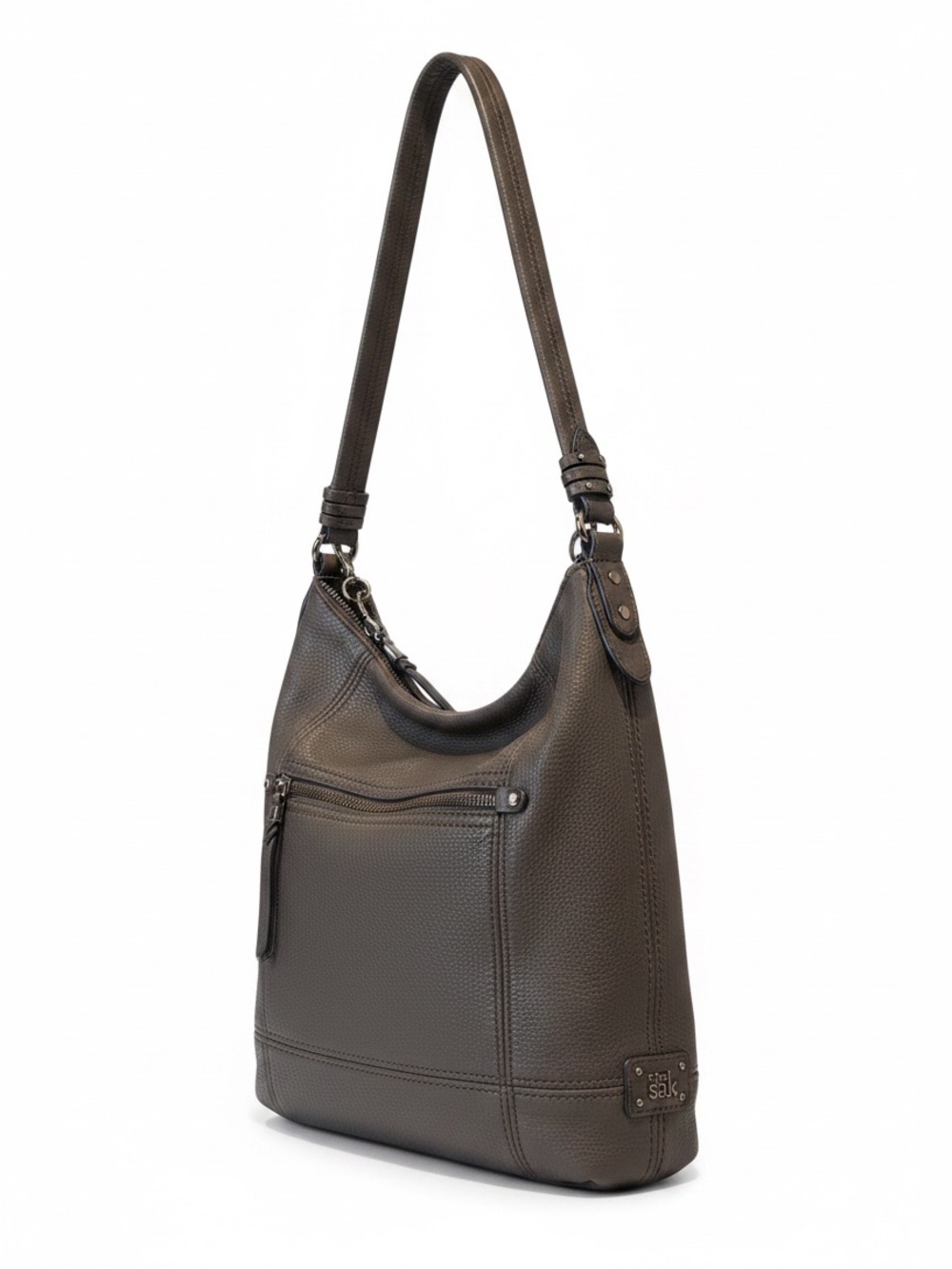 The Sak Sequoia Pebbled Leather Hobo in Slate Gray